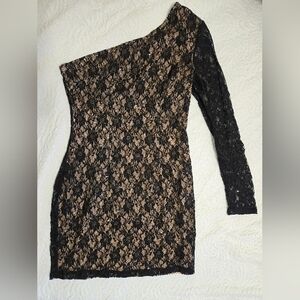 Forever21 Black Lace One-Shoulder Dress